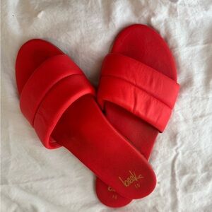 Bold Red Slide Sandals